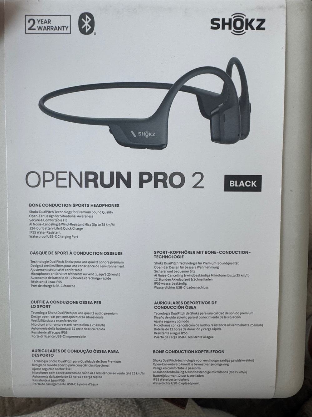 Shokz OpenRun Pro 2 Bone Conduction Headphones - Black - Picture 2 of 4